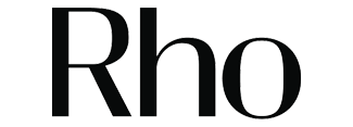 Smiling business person pointing at 4.9 stars and Rho logo.