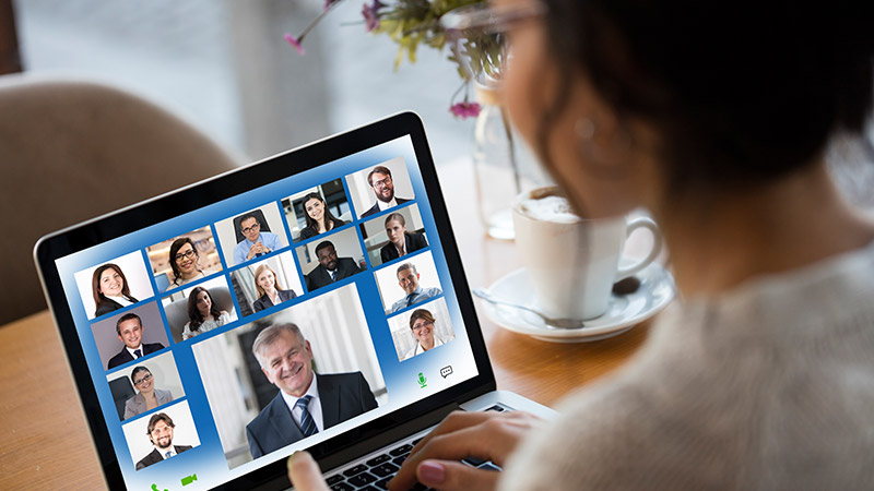 A woman attending a video conference.