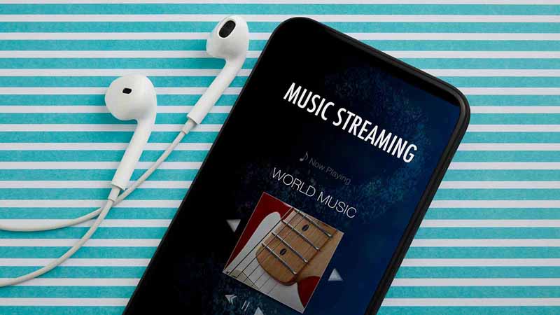 Music streaming on a smartphone.
