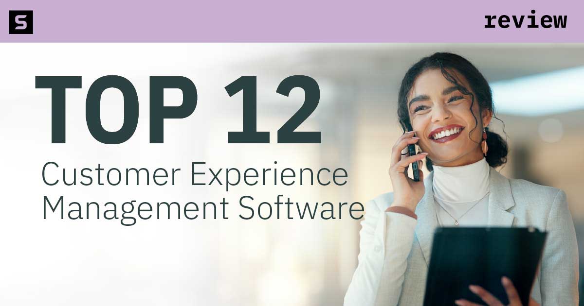 Woman looking at the top customer experience management software.