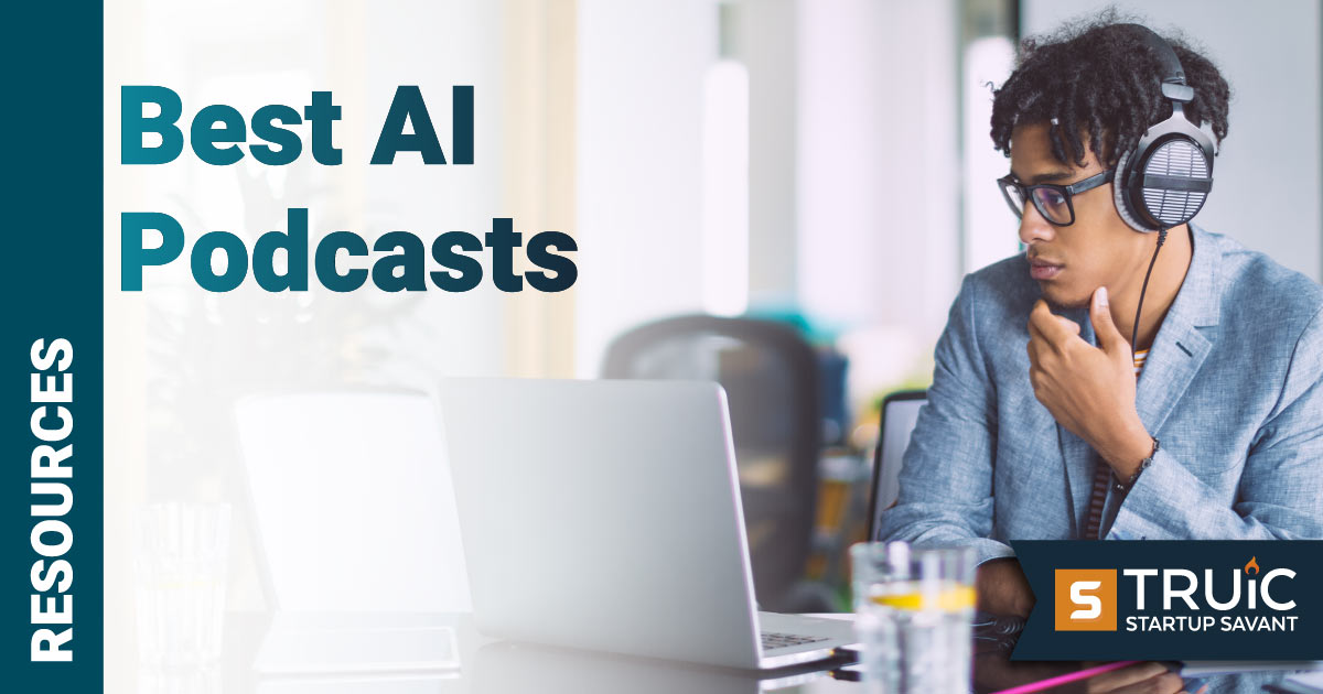 Man listening to AI podcast.