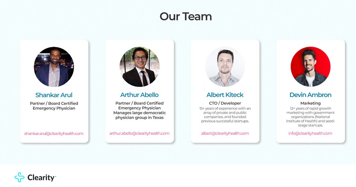 Clearity Health leadership board.