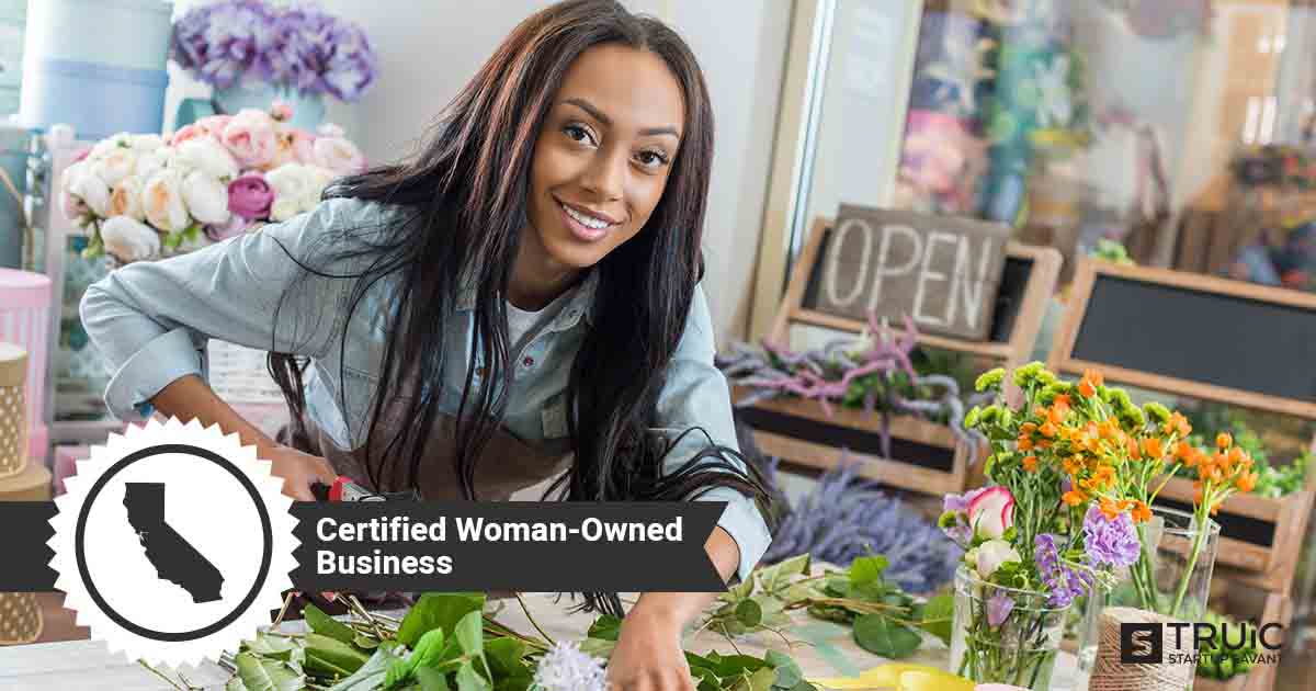Woman business owner, and text that says, Certified Woman-Owned Business.