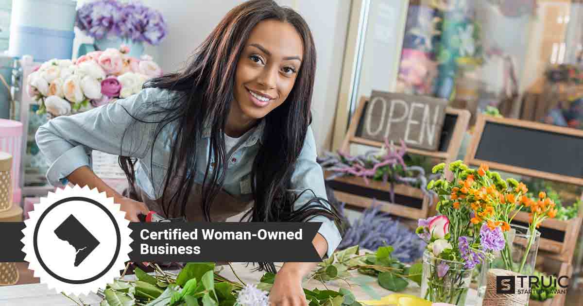 Woman business owner, and text that says, Certified Woman-Owned Business.