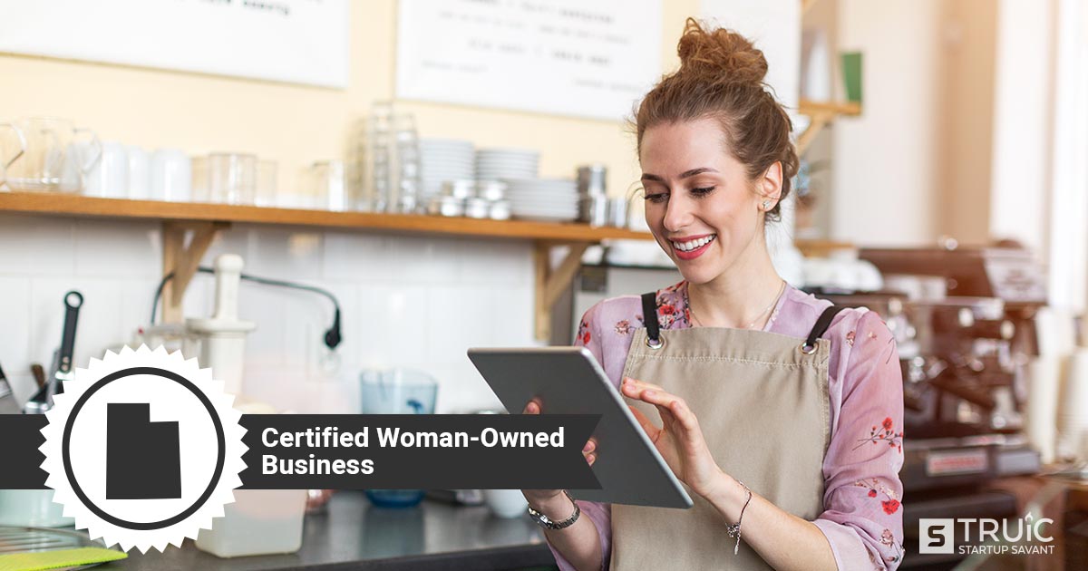 Woman business owner, and text that says, Certified Woman-Owned Business.